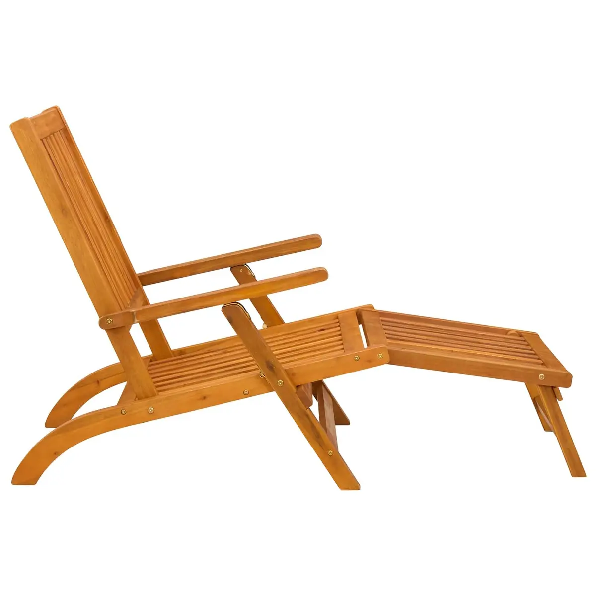 Reclining Sun Lounger Brown Acacia Wood Adjustable Backrest Foldable 2 Piece