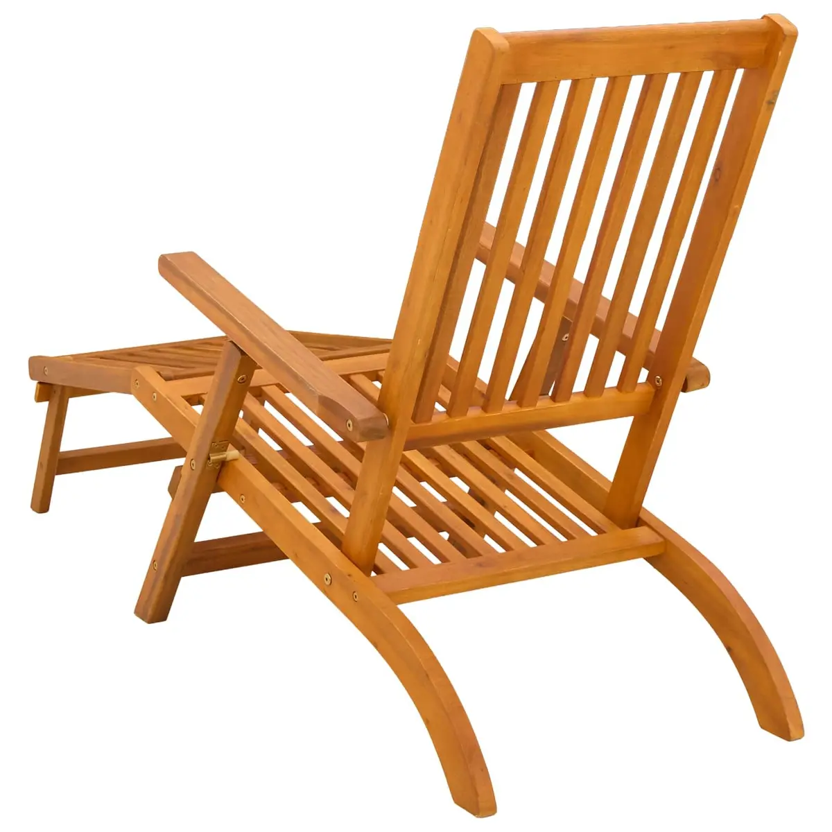 Reclining Sun Lounger Brown Acacia Wood Adjustable Backrest Foldable 2 Piece