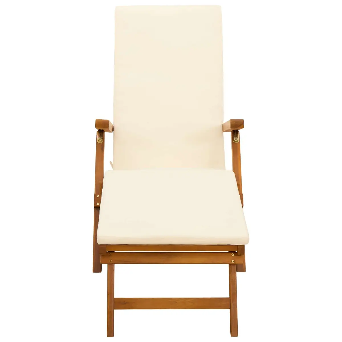Reclining Sun Lounger Brown 2 Piece Adjustable Backrest Foldable Acacia Wood