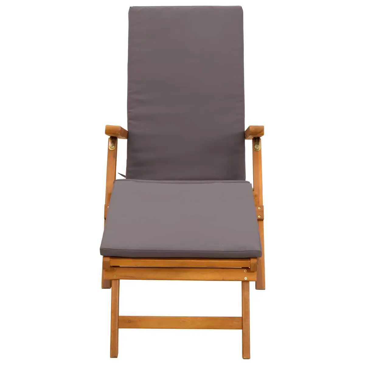 Reclining Sun Lounger Brown Acacia Wood Adjustable Backrest Foldable Frame 2 Piece