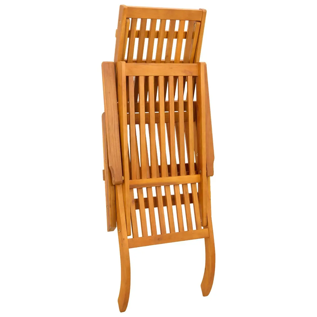 Sun Lounger Brown Adjustable Reclining Folding Chair Wooden 2 Pack