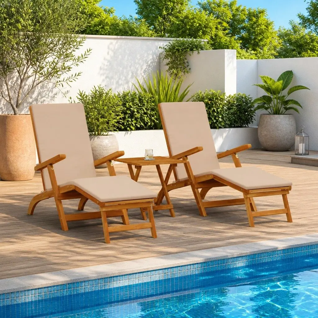 Acacia Wood Sun Lounger Set