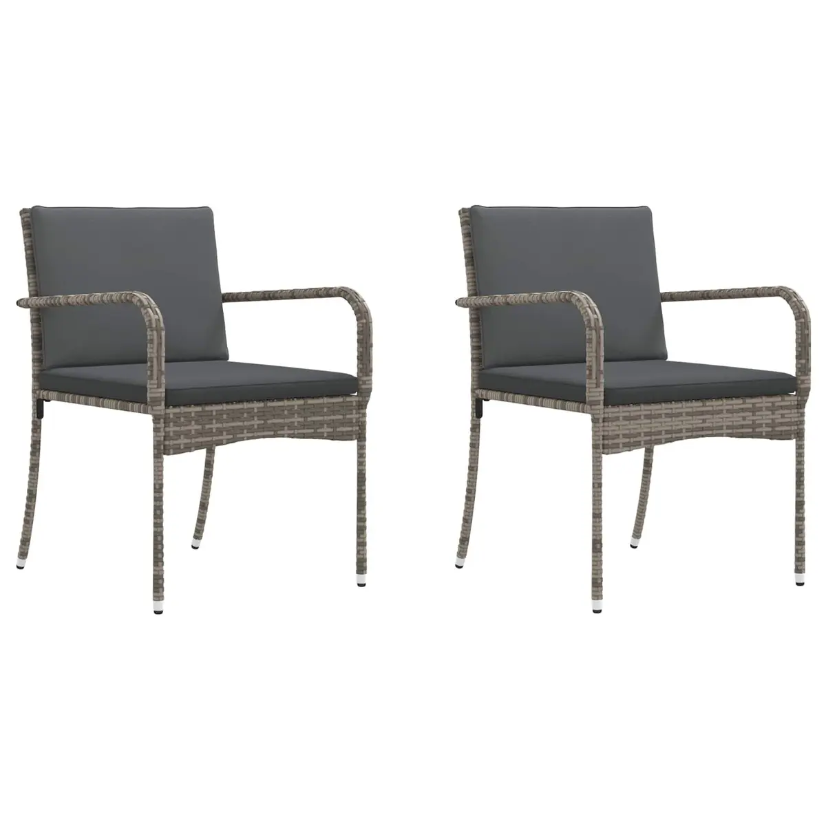 Garden Bistro Set 3 Piece Grey Poly Rattan Outdoor Furniture with Cushions