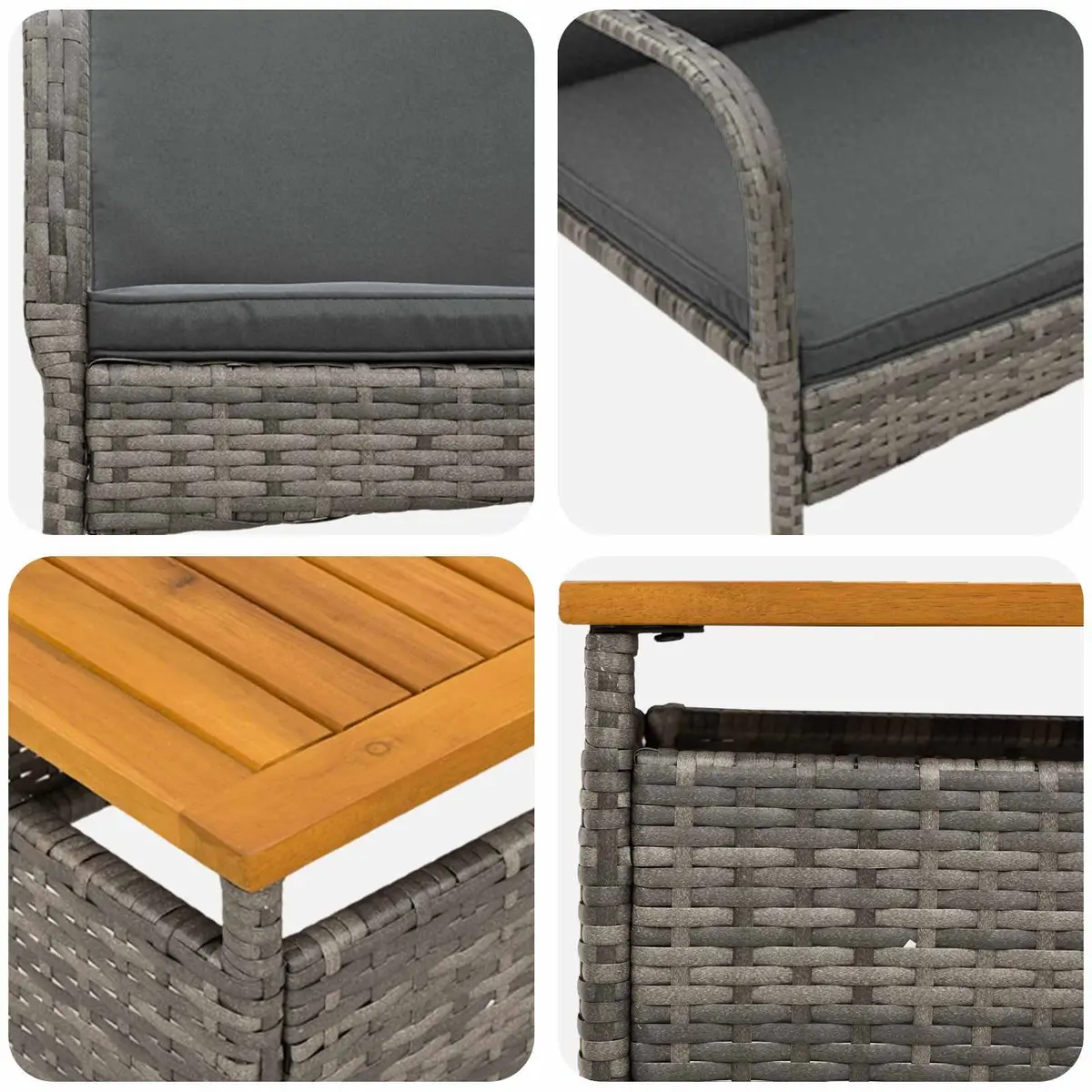 Garden Bistro Set 3 Piece Grey Poly Rattan Outdoor Furniture with Cushions
