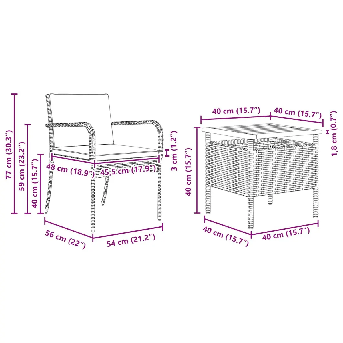 Garden Bistro Set 3 Piece Grey Poly Rattan Outdoor Furniture with Cushions