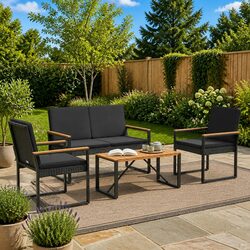 Concise 4-Piece Outdoor Furniture Set with Comfort