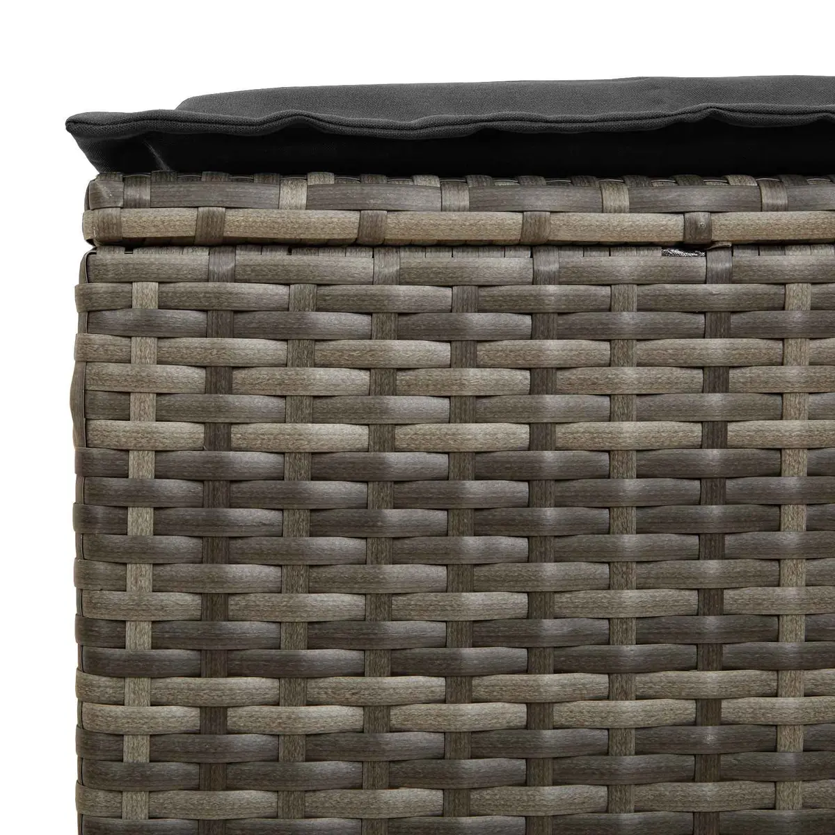 Garden Footstool Grey 2 Piece Set Rattan Frame Removable Cushion