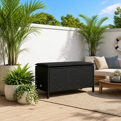 Your Cozy Black Garden Footstool with Removable Cushion