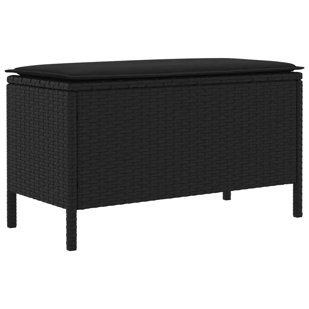 Garden Footstool Black 80x38x45cm Removable Pillow for Indoor and Outdoor Use