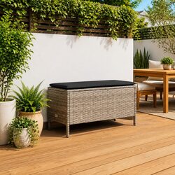 Compact Grey Footstool Ottoman for Versatile Seating