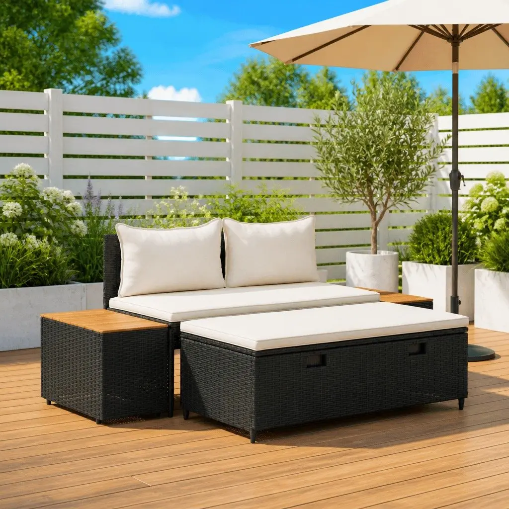 4-Piece Outdoor Bench Set with Steel Frame