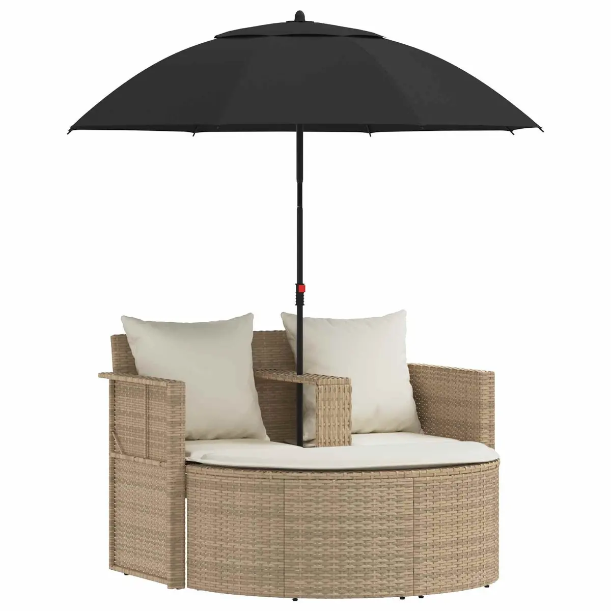 Garden Sofa Set Beige 8 Piece Outdoor Lounge Furniture with Adjustable Parasol