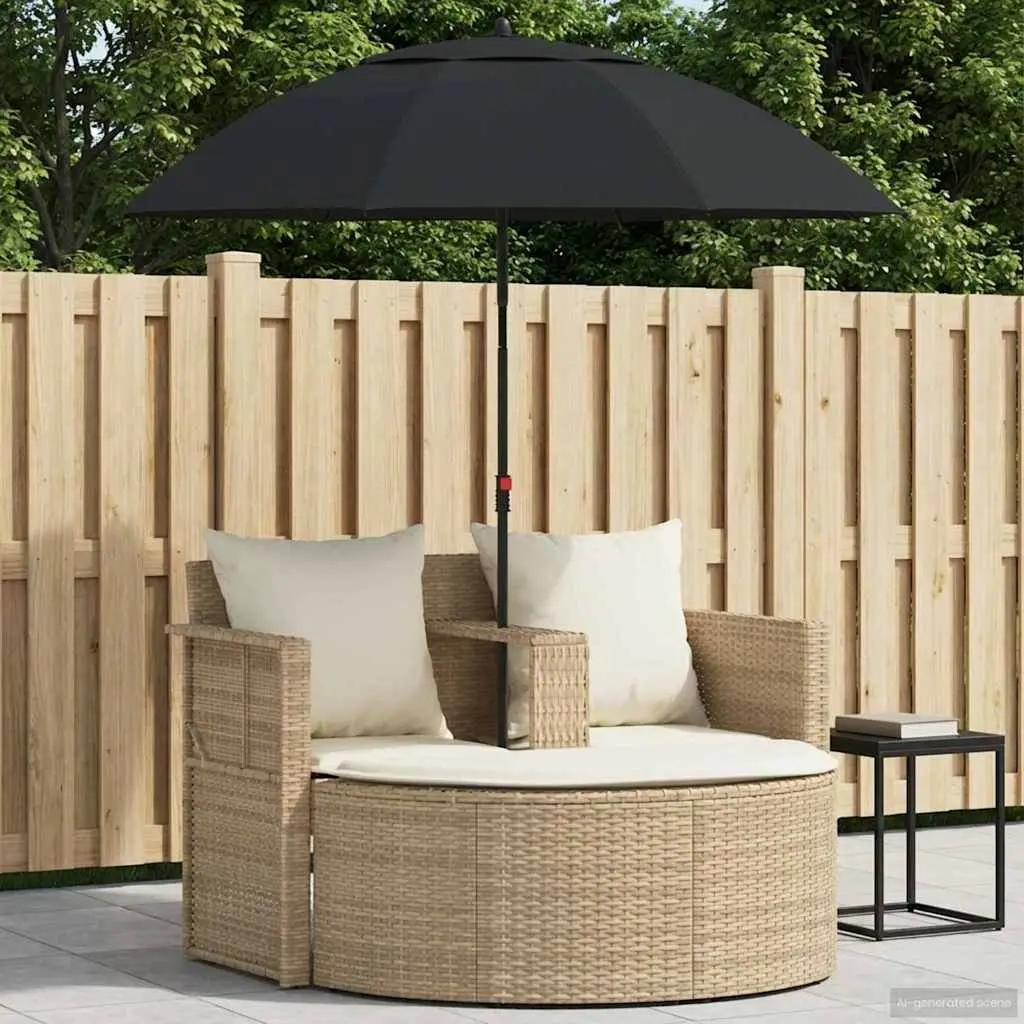 Garden Sofa Set Beige 8 Piece Outdoor Lounge Furniture with Adjustable Parasol