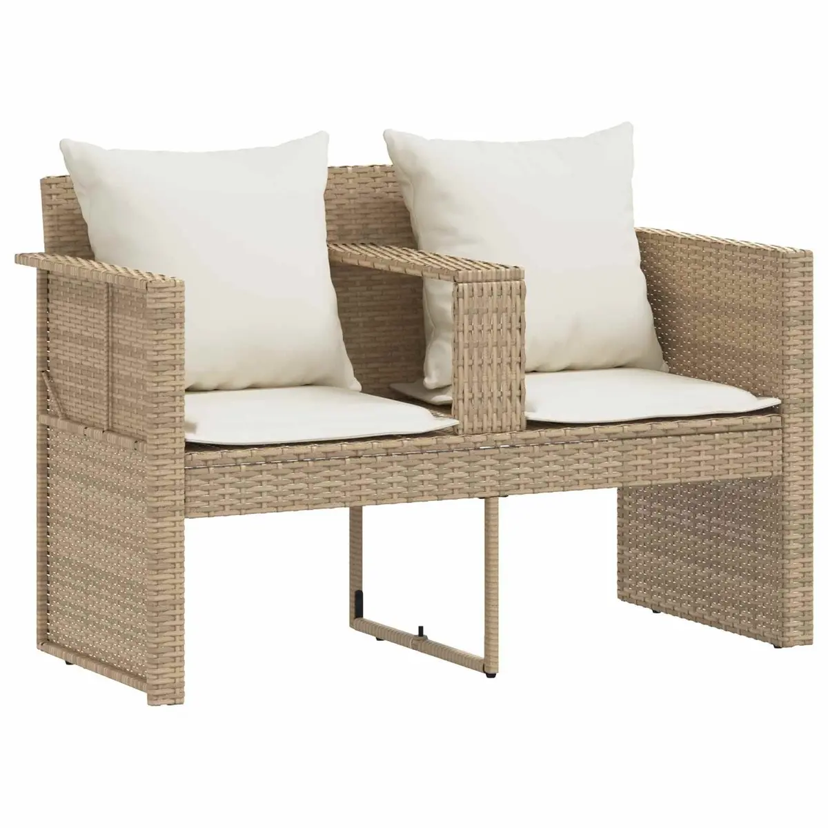 Garden Sofa Set Beige 8 Piece Outdoor Lounge Furniture with Adjustable Parasol