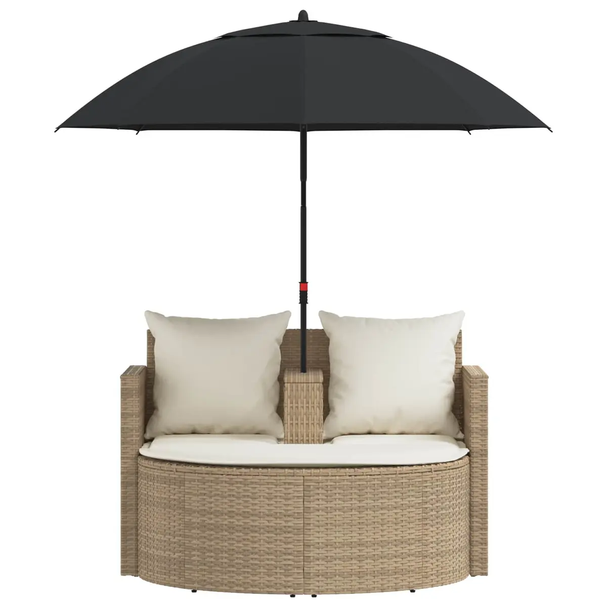 Garden Sofa Set Beige 8 Piece Outdoor Lounge Furniture with Adjustable Parasol