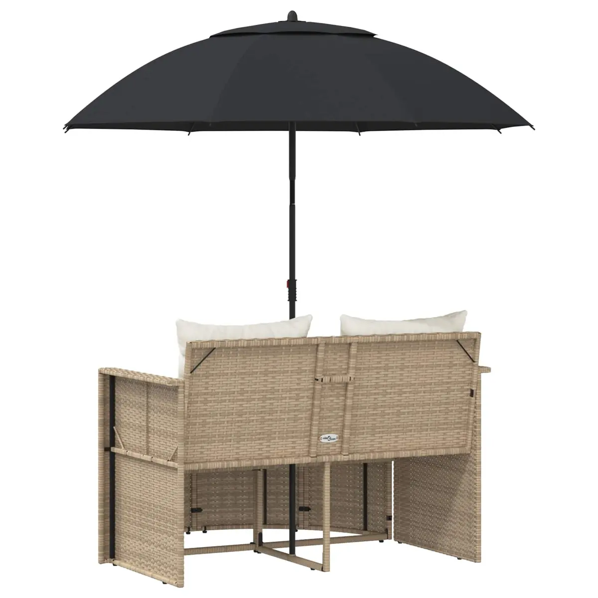 Garden Sofa Set Beige 8 Piece Outdoor Lounge Furniture with Adjustable Parasol