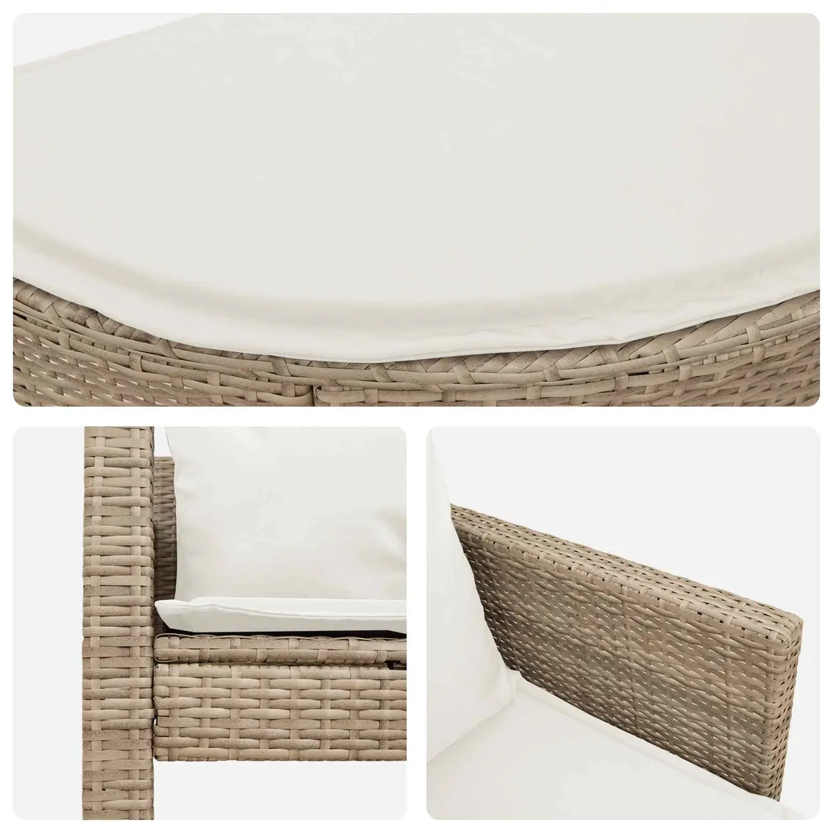 Garden Sofa Set Beige 8 Piece Outdoor Lounge Furniture with Adjustable Parasol