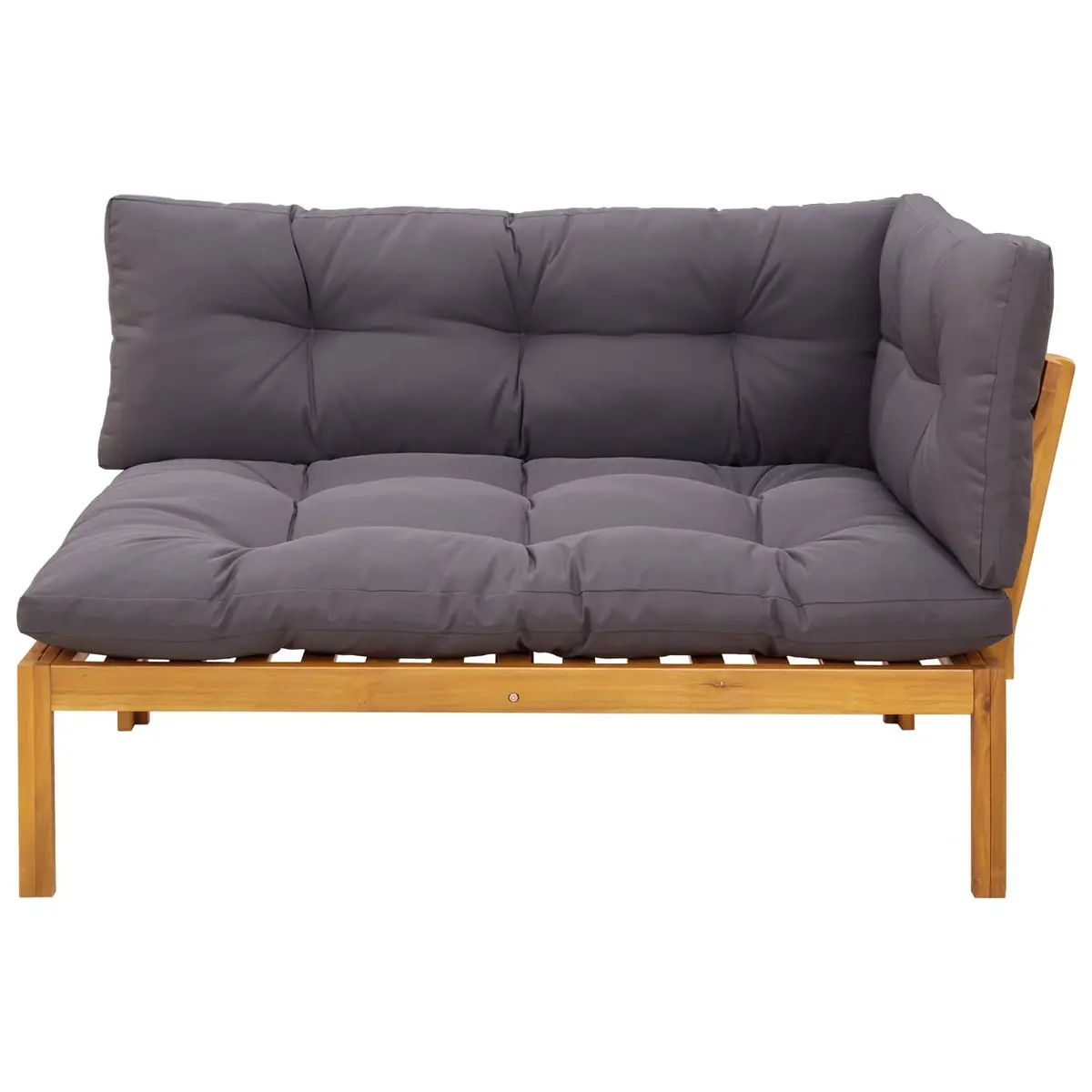 Corner Sofa Unit Natural Dark Grey Acacia Wood Outdoor Sectional Garden Seating