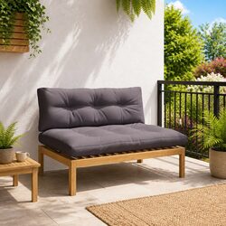 Outdoor Sectional Sofa Middle Unit Light Dark Acacia Wood Garden Seating
