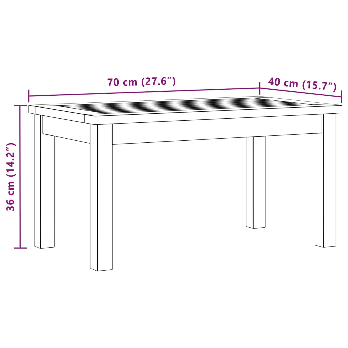 Solid Acacia Wood Coffee Table Brown Outdoor Garden Furniture 70x40x36cm