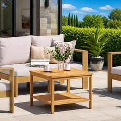 Solid Acacia Wood Side Table - Compact & Durable