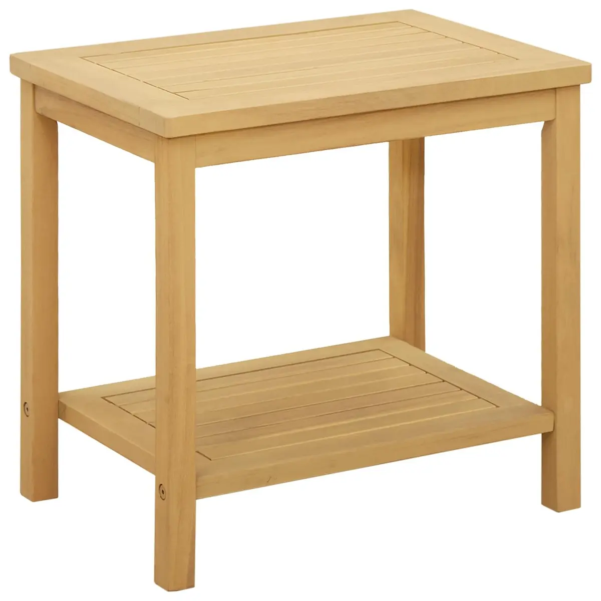 Side Table Solid Acacia Wood Brown Garden Patio Accent Coffee Furniture