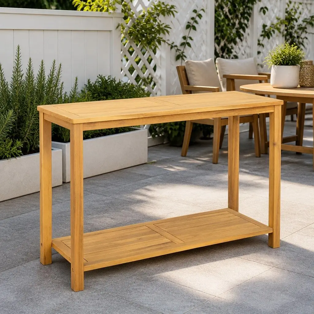 Garden Console Table Outdoor Furniture Solid Wood Plant Display Shelf Stand
