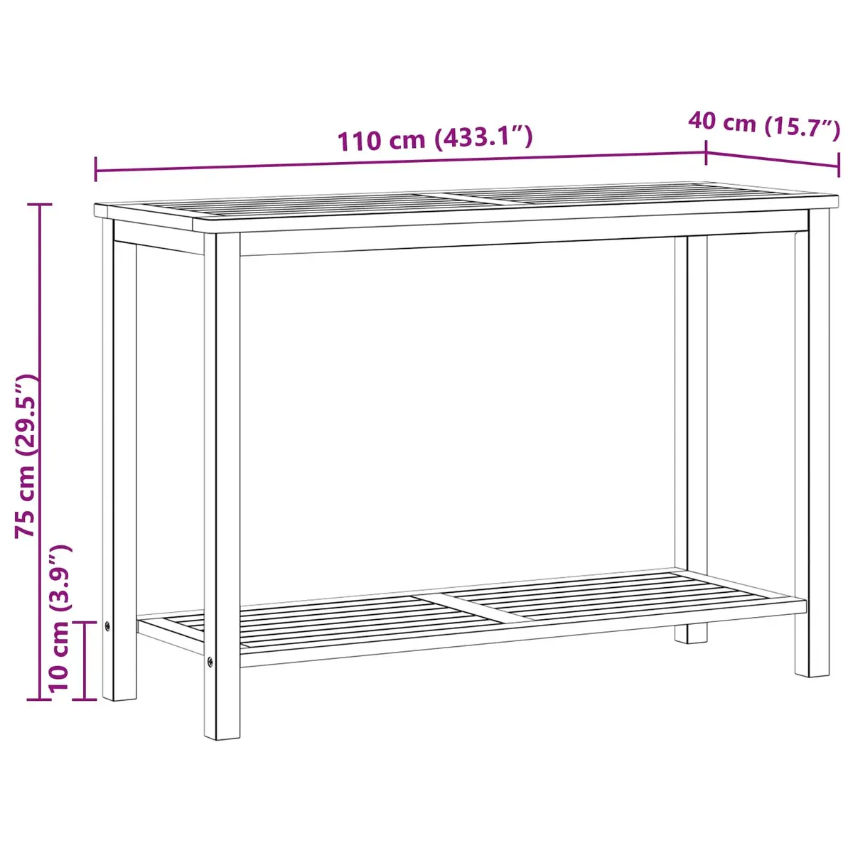 Garden Console Table Outdoor Furniture Solid Wood Plant Display Shelf Stand