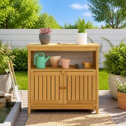 Compact Garden Console Table with Storage