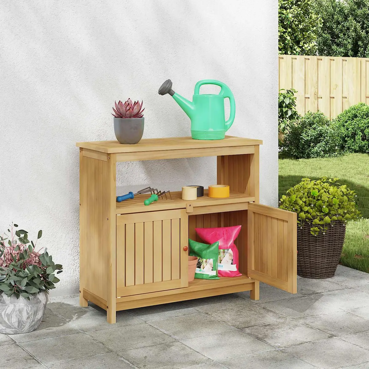 Garden Console Table with Storage