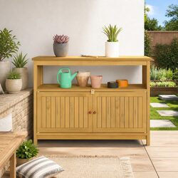 Concise Garden Console Table with Storage Shelves