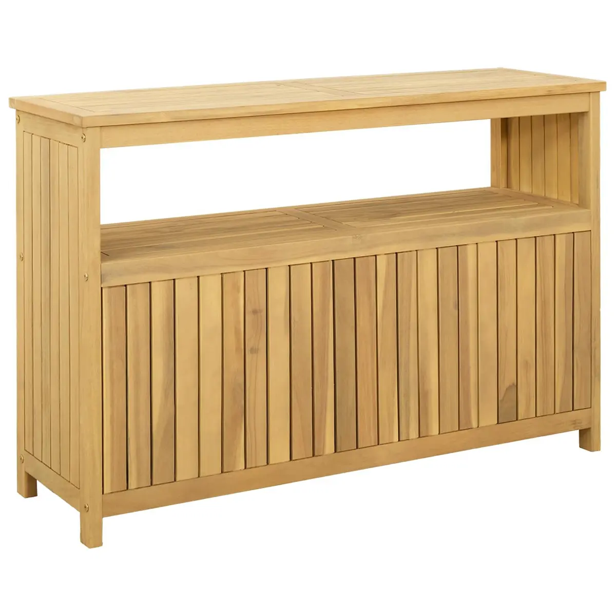 Garden Console Table with Storage Shelves Outdoor Indoor Furniture Light Acacia