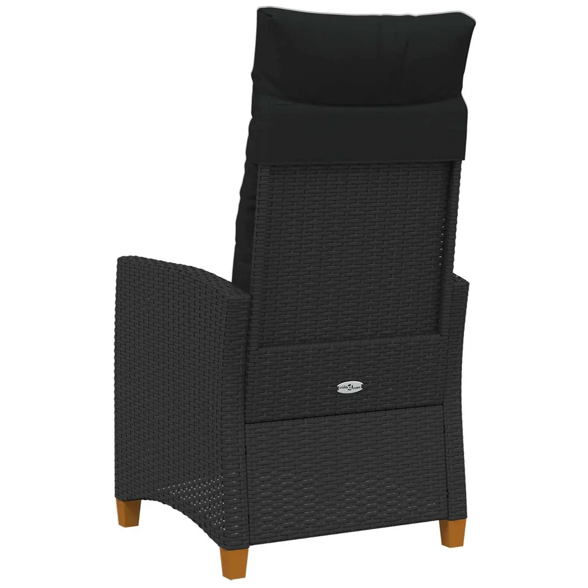Reclining Chair Black Adjustable Backrest Integrated Table Outdoor Garden Furniture