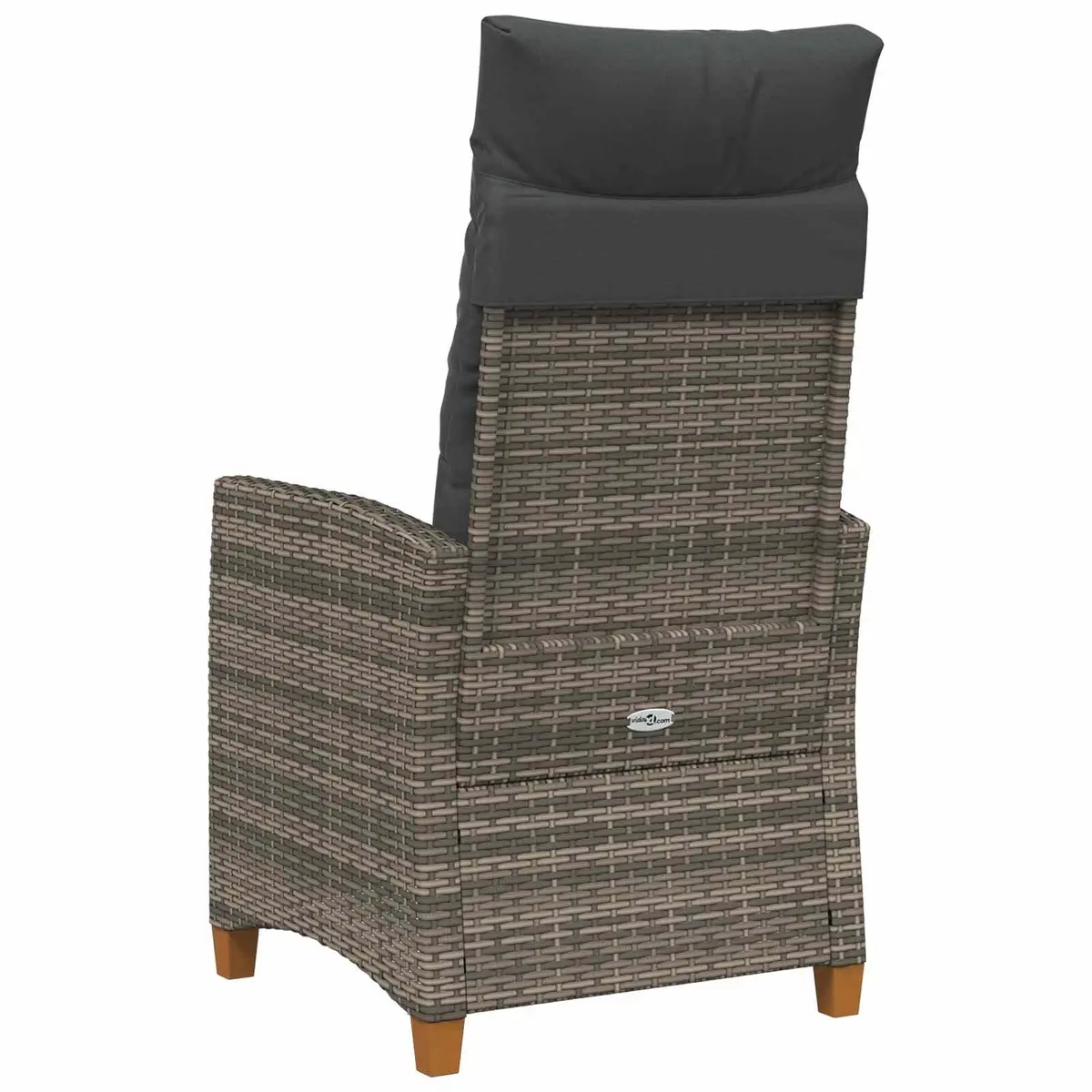 Reclining Garden Chair Grey Adjustable Backrest Integrated Side Table