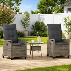 Outdoor Garden Chair Recliner Adjustable Backrest Modern Patio Seating Grey