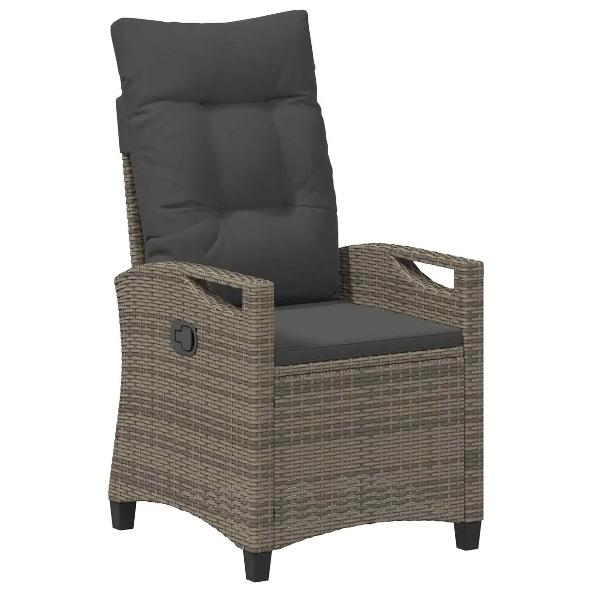 Reclining Garden Chair Grey Height-Adjustable Backrest Fold-Out Table
