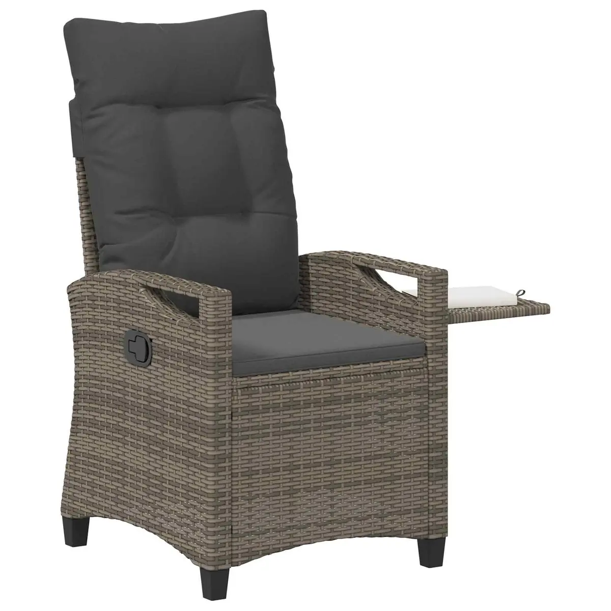 Reclining Garden Chair Grey Height-Adjustable Backrest Fold-Out Table