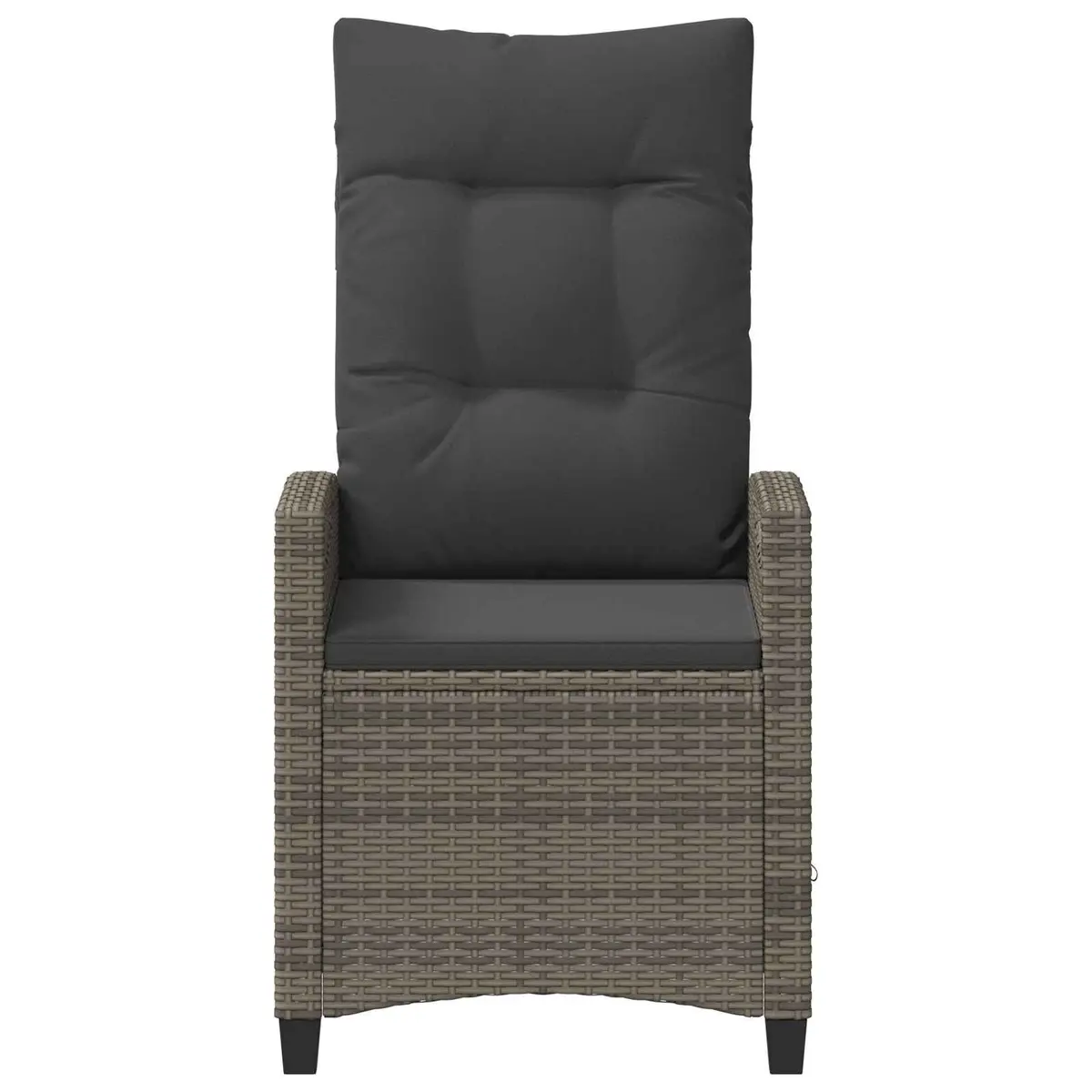Reclining Garden Chair Grey Height-Adjustable Backrest Fold-Out Table