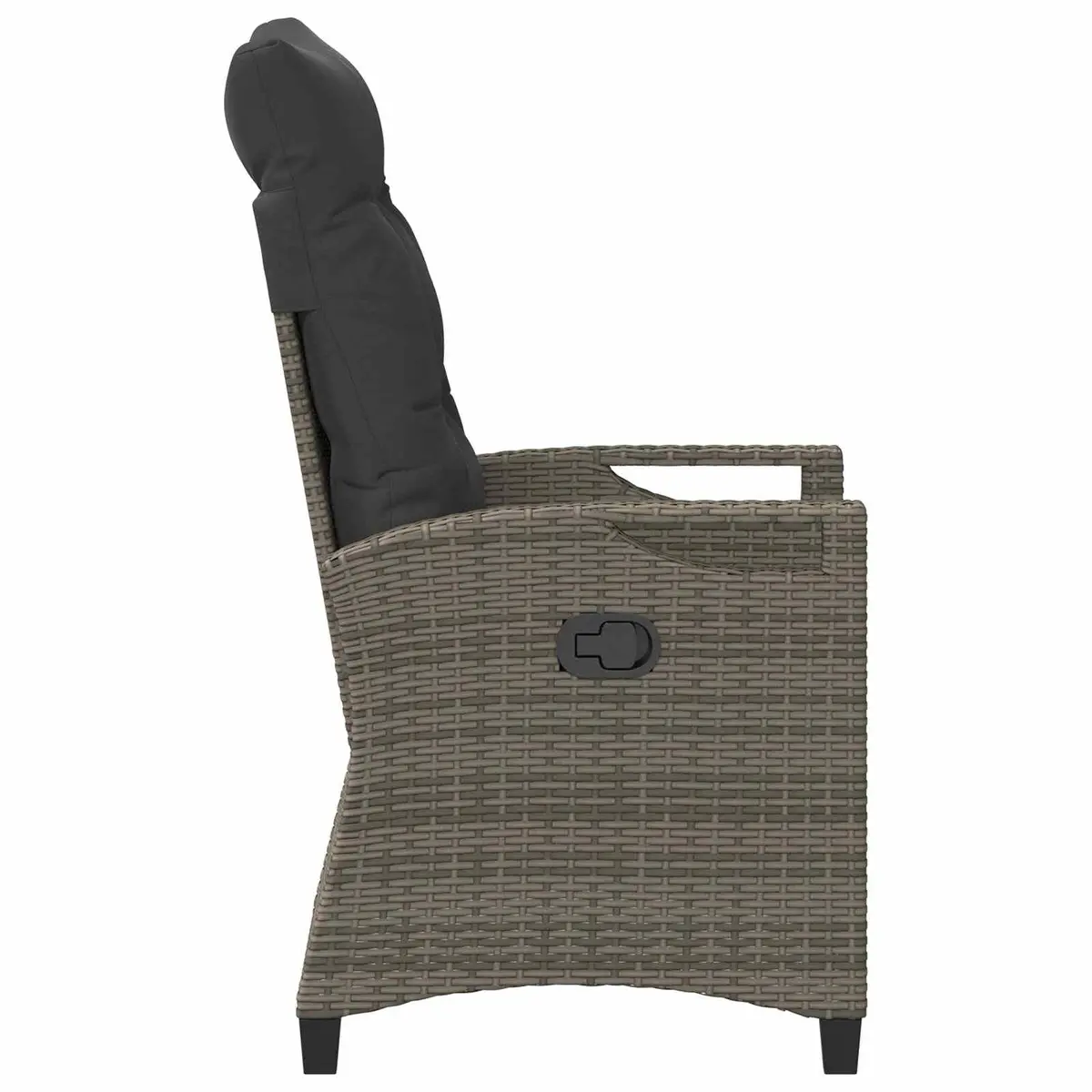 Reclining Garden Chair Grey Height-Adjustable Backrest Fold-Out Table