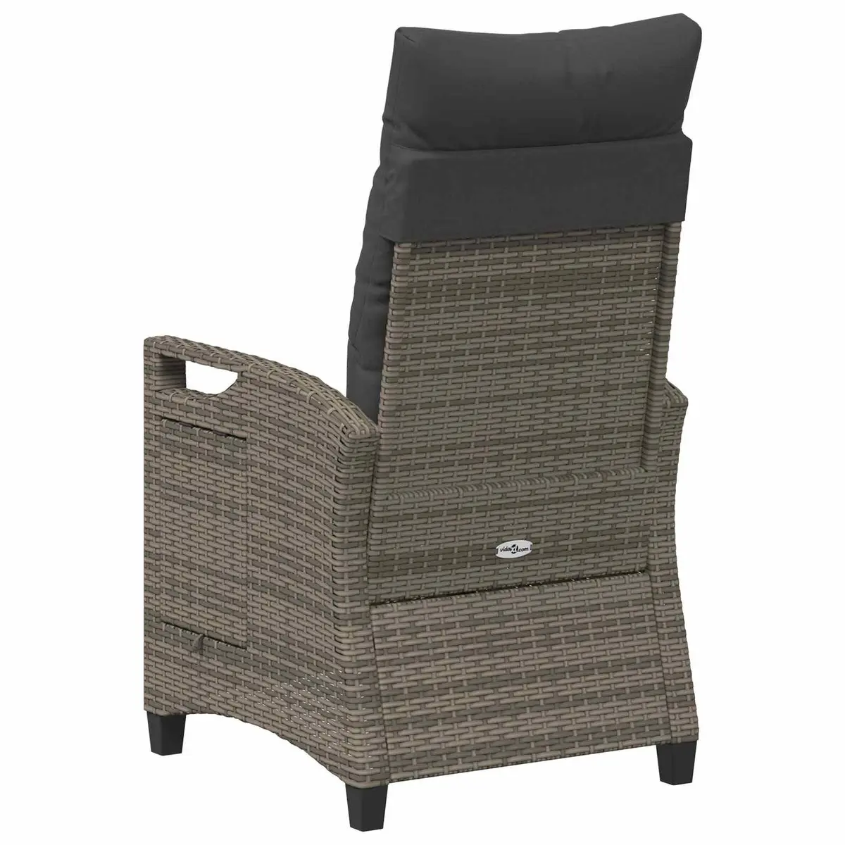 Reclining Garden Chair Grey Height-Adjustable Backrest Fold-Out Table