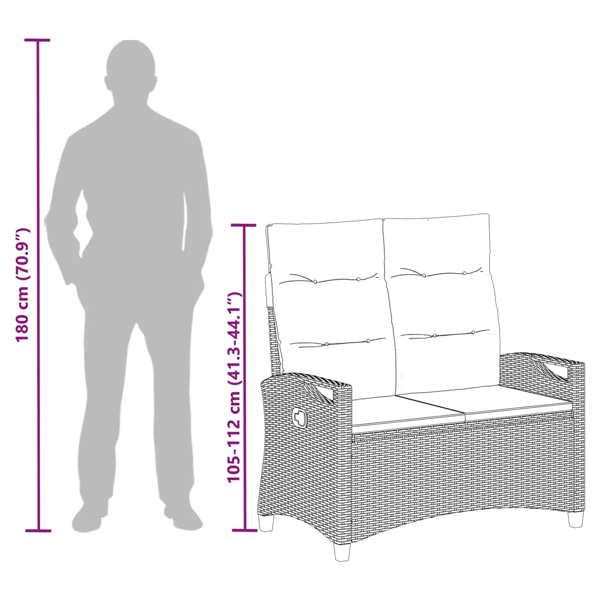Garden Bench with Adjustable Backrest