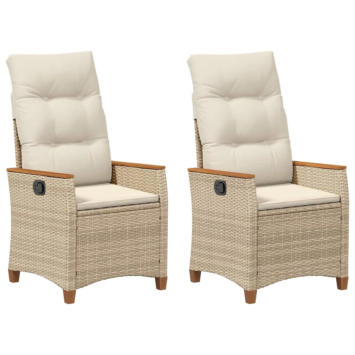 Reclining Garden Chair Beige Outdoor Seating Adjustable Backrest Relaxing Lounge