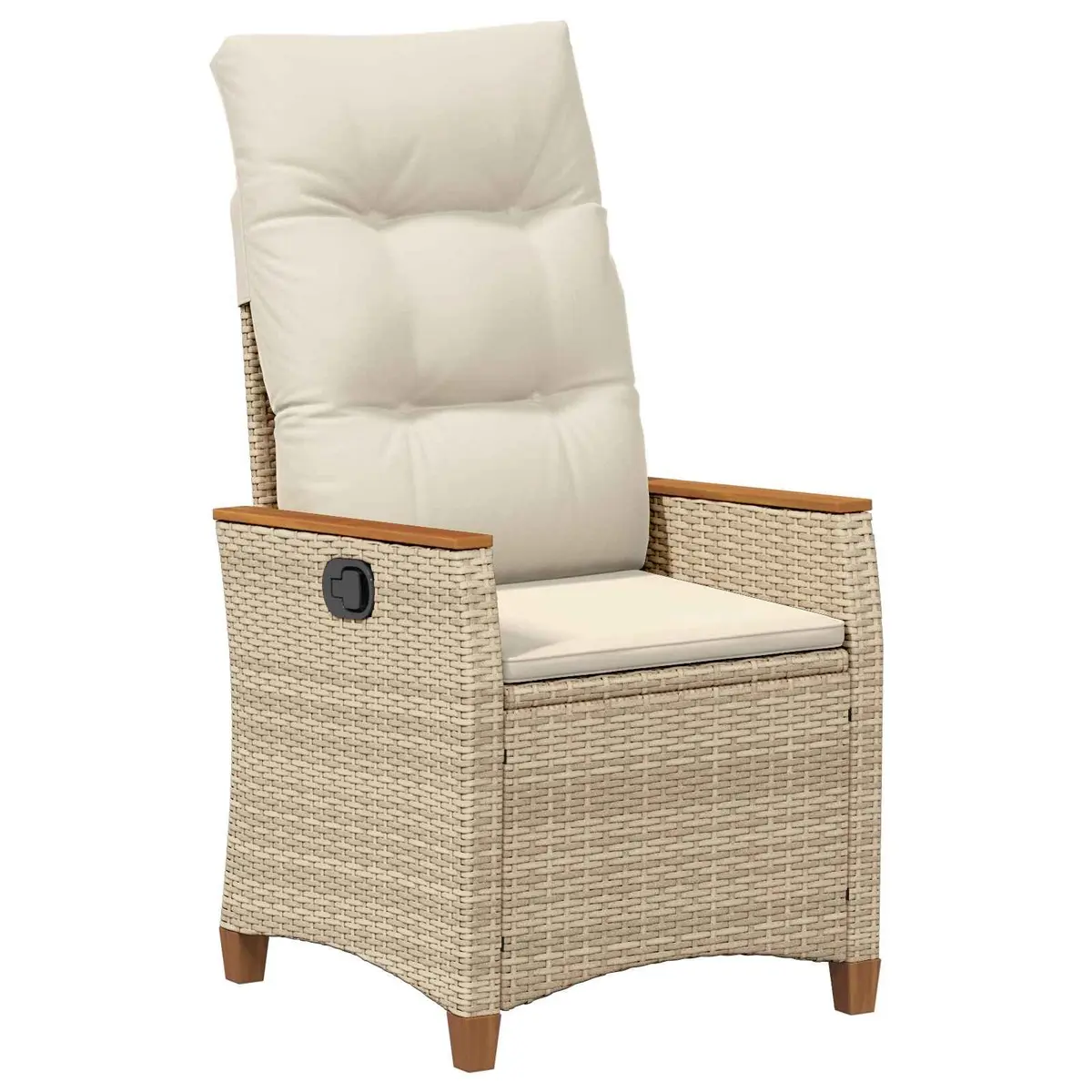 Reclining Garden Chair Beige Outdoor Seating Adjustable Backrest Relaxing Lounge