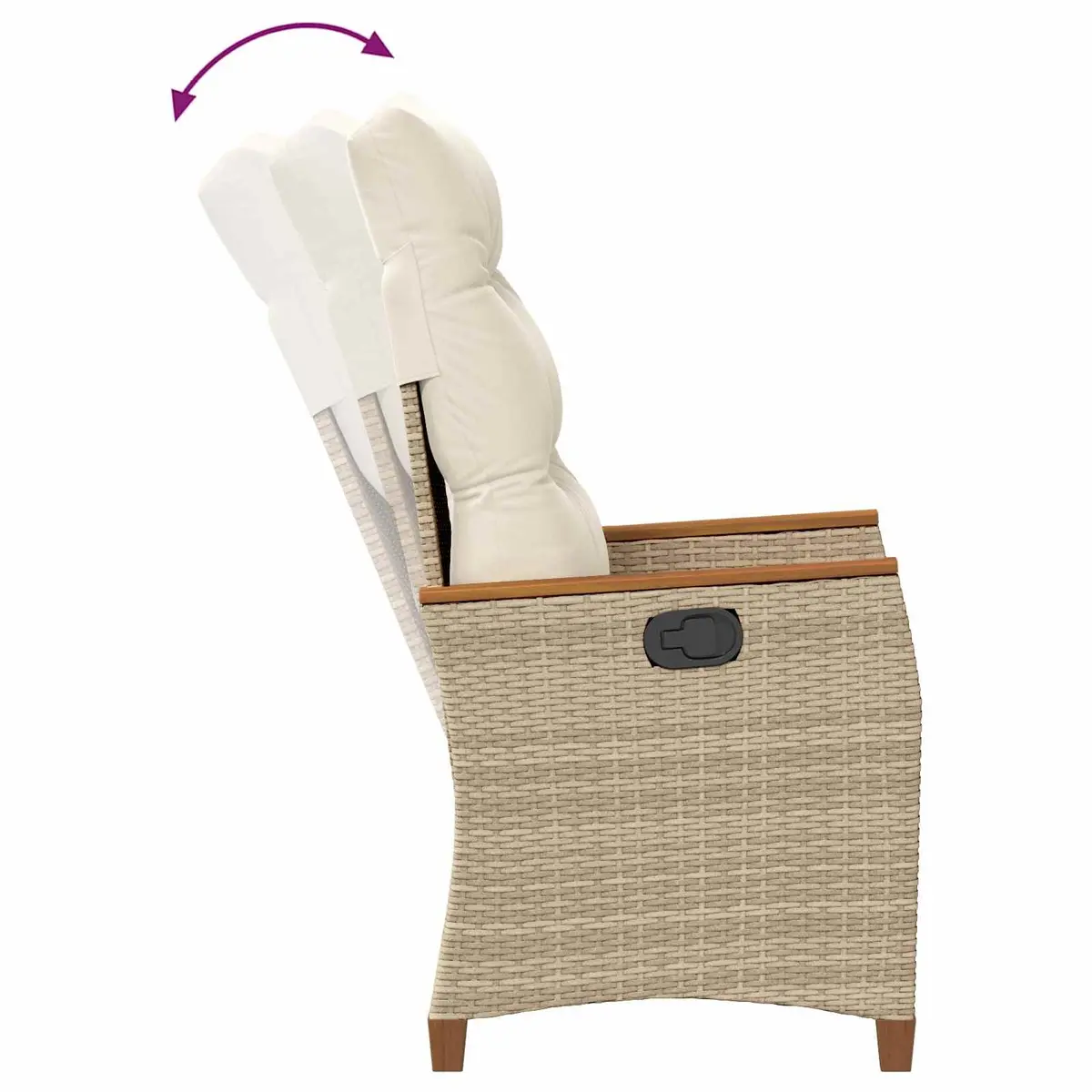 Reclining Garden Chair Beige Outdoor Seating Adjustable Backrest Relaxing Lounge