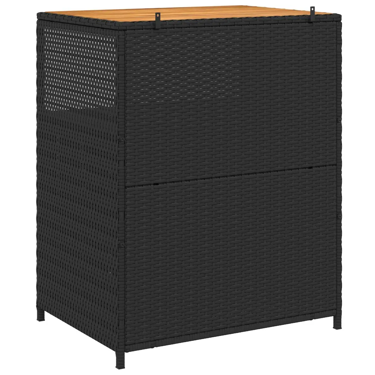Storage Cabinet Black 70x50x87cm Acacia Wood Top Poly Rattan Shelving Indoor Outdoor Furniture