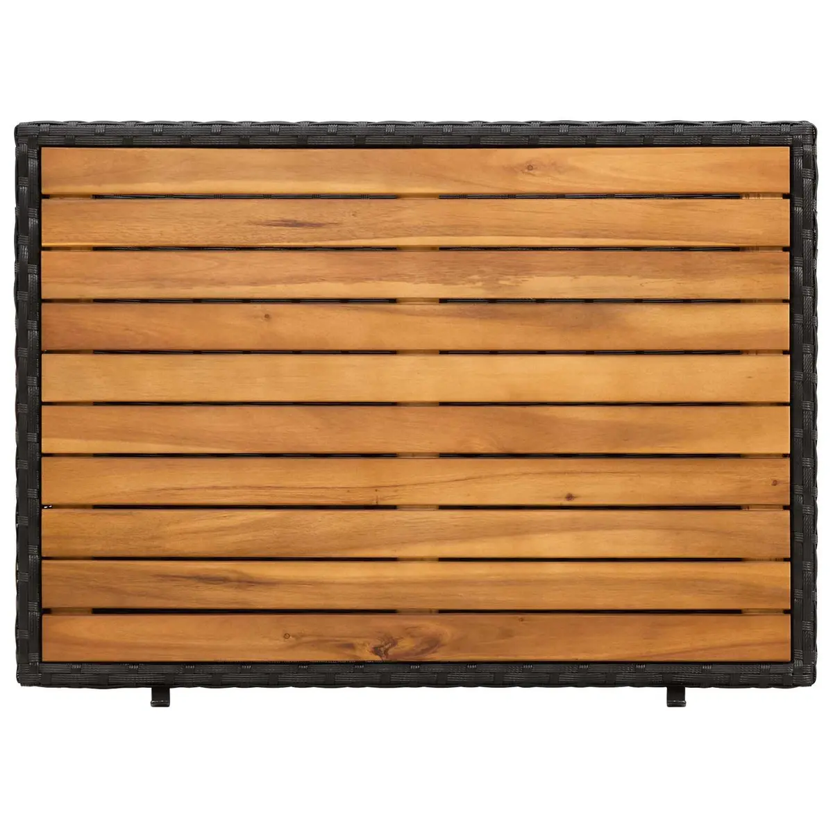 Storage Cabinet Black 70x50x87cm Acacia Wood Top Poly Rattan Shelving Indoor Outdoor Furniture