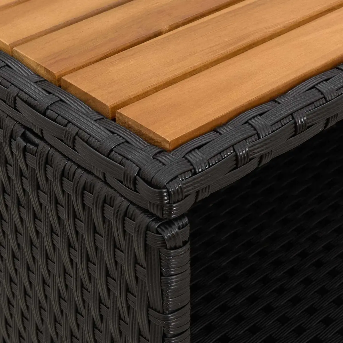 Storage Cabinet Black 70x50x87cm Acacia Wood Top Poly Rattan Shelving Indoor Outdoor Furniture
