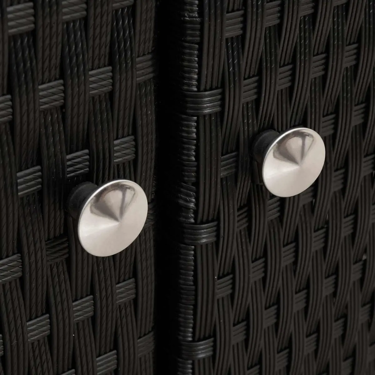 Storage Cabinet Black 70x50x87cm Acacia Wood Top Poly Rattan Shelving Indoor Outdoor Furniture