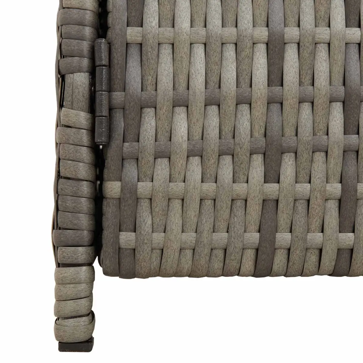 Grey Storage Cabinet Acacia Wood Top 70x50x87cm Poly Rattan Doors Indoor Outdoor