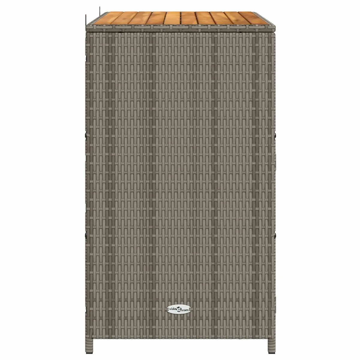 Grey Storage Cabinet Acacia Wood Top 70x50x87cm Poly Rattan Doors Indoor Outdoor